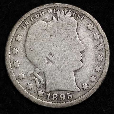 1895 Silver Barber Quarter GOOD FREE SHIPPING Cover
