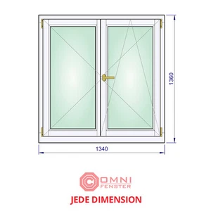 Holzfenster Doppelfenster 134 x 136 cm Dreh-Kipp | Fenster aus Polen nach Maß - Bild 1 von 1