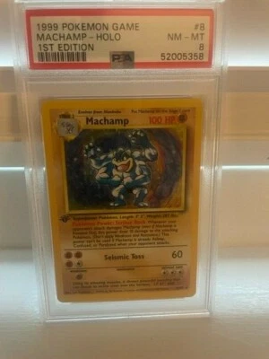 1999 Pokemon Game 8 Machamp-Holo 1st Edition PSA 8 - Image 1 of 2