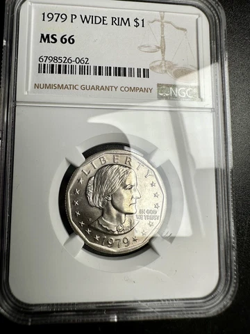 1979-P Rare Wide Rim Susan B Anthony Dollar NGC MS66 - Superb Uncirculated -062 Cover