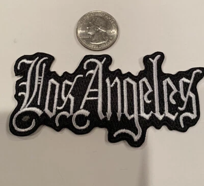 PARCHE VINTAGE DE HIERRO BORDADO DE LOS ANGELES.  (Blanco) 4"x 2"" ¡Hermoso! Foto 1 de 3