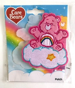 CHEER BEAR on Cloud Care Bear Iron On Embroidered Patch Pink Rainbow - Picture 1 of 2