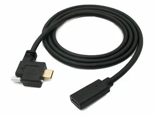 USB 3.1 Cable 100 CM Type C Plug Socket To Socket Screw Angle Adapter IN - Zdjęcie 1 z 4