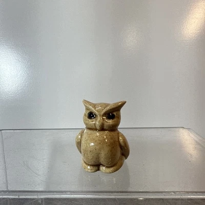 Vintage Owl Figurine Ceramic Brown Home Decor Collectible Bird Statue Mini - Image 1 of 4