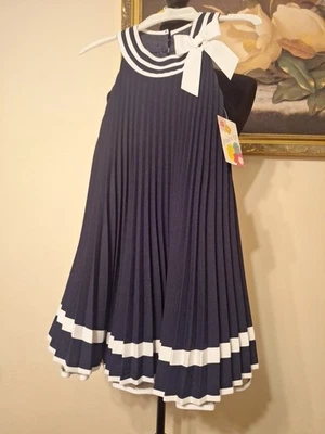 Jessica Ann новый с Ярлыками темно-синий и белый без рукавов морской полный качели платье w бант размер 6 X - Изображение 1 из 4