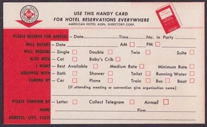 Eastern Air Lines American Hotel Assn Red Book Reservation postcard 1950s - Picture 1 of 1