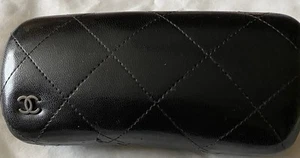 CHANEL Authentic Black Quilted Leather Eyeglasses Sunglasses Hard Shell Case - Picture 1 of 5