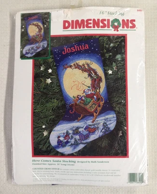 Dimensions Cross Stitch - Kit Here Comes Santa Stocking Christmas  - NEW - READ - Image 1 of 3