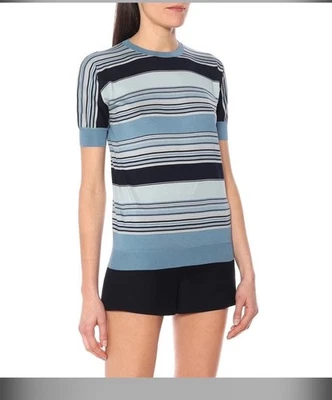 New Loro Piana women Blouse top Shirt. Stripe Silk Cotton blend. Size 42 - Imagem 1 de 4