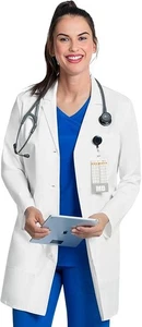 Cherokee Women's Lab Coat Modern Classic Fit 33" & 35" Doctors Coat with 3 Pocke - Picture 1 of 3