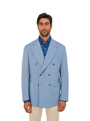 10.5K! ISAIA Blue Double Breasted Sport Coat Cashmere & VICUNA PERU 44 US 54 EU - Image 1 of 4