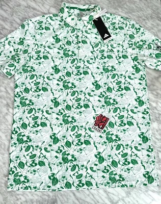 Adidas Seersucker Golf Polo Shirt Pullover Green White HS9054 Men's Medium NEW - Image 1 of 4