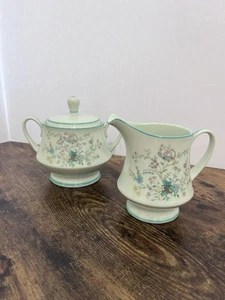 Noritake 8223 W80 Paradise Mint Green Creamer & Covered Sugar Bowl - Picture 1 of 9