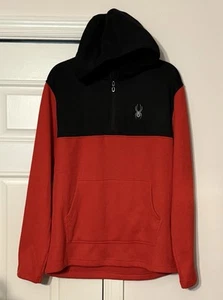 NEW - Spyder Men's Racer 1/4 Zip Pullover Hoodie Jacket - Size L - Red - Picture 1 of 6