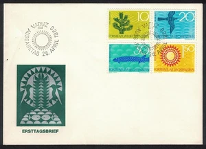 Liechtenstein Birds Fish Trees Nature Protection 4v FDC 1966 Sc#406-409 - Picture 1 of 1
