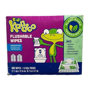 Kids Kandoo Flushable Wipes 8 - 50 ct Packs, Flip Top Dispenser, Brand New - Picture 1 of 4