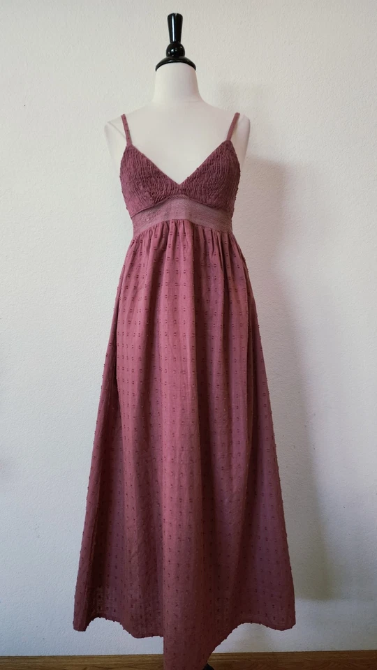 Vestido Anthropologie Midi Nuevo Talla Mediana Rosa Mezcla de Lino Jardín Boda Boho Foto 1 de 4