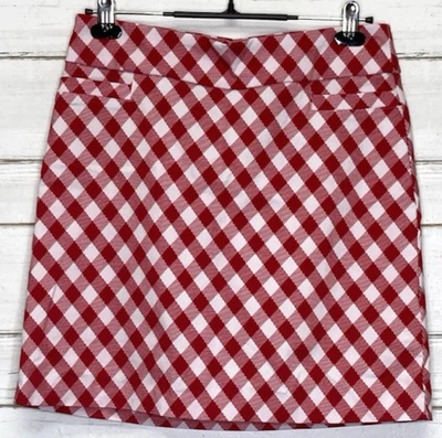 Falda corta Kim Rogers para mujer roja y blanca elástica guinga talla 8 NUEVA Foto 1 de 4