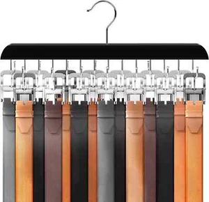 Belt Hanger, Wooden Belt Organizer , Tie and Belt Hanger for Closet /14 Hooks - Picture 1 of 6