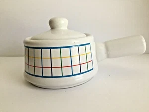 Vtg Mardi Gras Collection Mt. Clemens Pottery Soup Crock with Handle 2.5"T 5"Dia - Picture 1 of 12