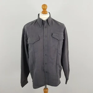 Firetrap Herren anthrazitgrau Langarm Knopfleiste Freizeit Baumwolle Hemd Oberteil UK XL - Bild 1 von 6