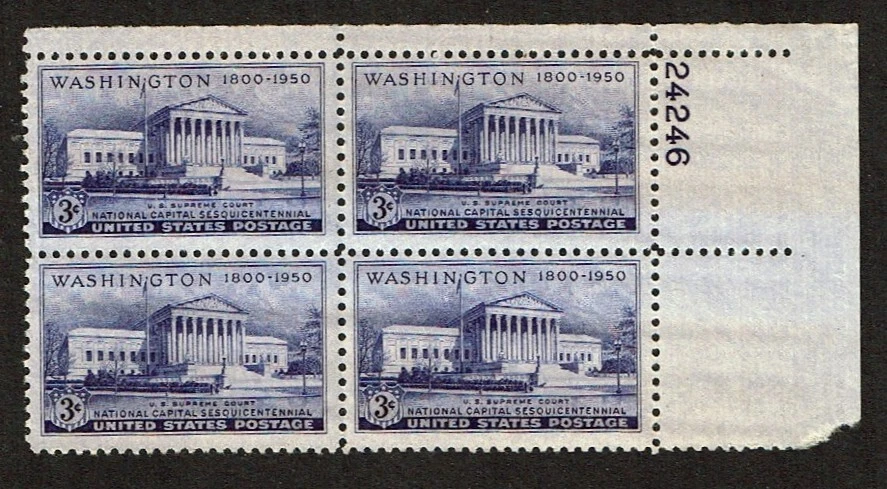 1950 U.S Commem  3c Violet  SUPREME COURT  Plt#Blk Sc#991 M/NH/OG/Pristine - Image 1 of 1