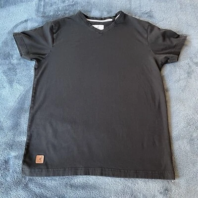 Camisa preta Kangol manga curta gola V média - Imagem 1 de 4