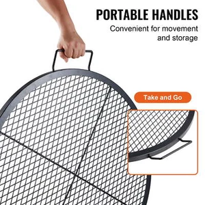 Grate for Fire Pit, Circular Cookware, Robust Steel BBQ Grill Grid with Han - Picture 1 of 5