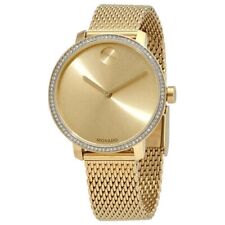 Movado Bold Shimmer  Crystal Pave Bezel Yellow Gold Woman's Watch 3600656