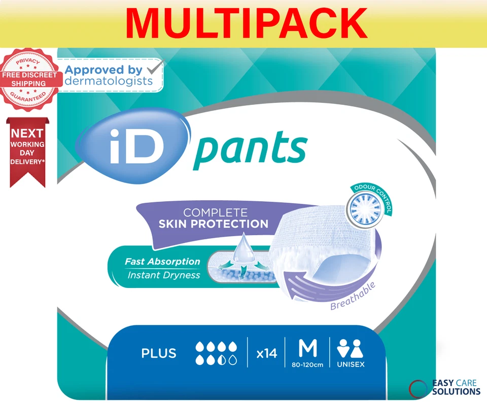 iD Incontinence Pants Plus - Medium - 8 Packs of 14 - 1460ml