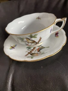 HEREND ROTHSCHILD VOGELDEKOR VINTAGE NICHT BENUTZT 1 TEETASSE MIT 1 UNTERTELLER - Bild 1 von 8
