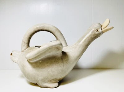 Duck Pottery Watering Pitcher Vivid Wings Out 13” Long - Image 1 of 4