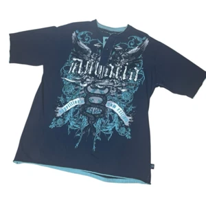 Modern Culture Polo Navy Blue Shirt Mens XL Grunge Logo Streetwear Y2K - Picture 1 of 9
