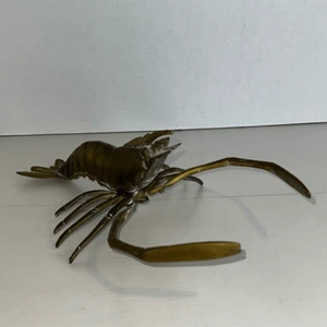 Brass Crawfish Lobster Ocean Nautical Animal Figure Gold MCM Decor Coastal - Picture 1 of 7