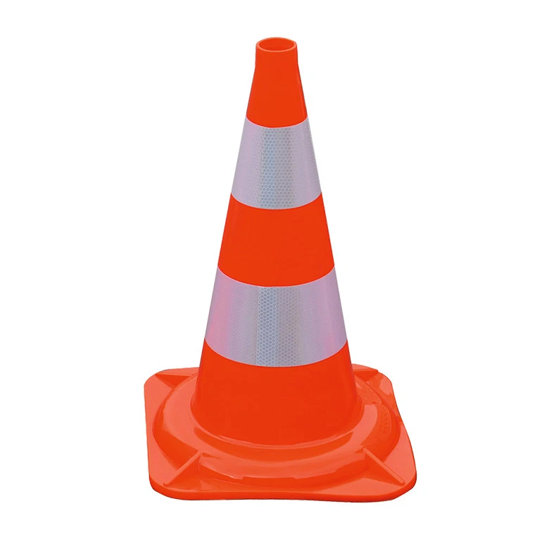 MÜBA 1x Leitkegel Lübecker Hütchen 50cm tagesleuchtend 2-streifig Straßenkegel Pylon