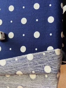Vintage 80s navy white polka dot cotton canvas fabric 2.6 yd x 44"w washed - Picture 1 of 3