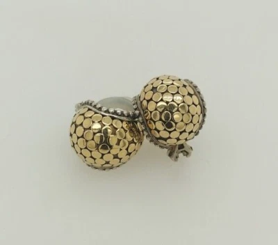 John Hardy Sterling Silver 18K Yellow Gold Non Pierced Clip On Earrings - Image 1 of 4