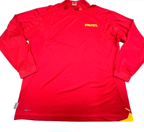 Nike Iowa State Cyclones Long Sleeve Dri Fit Shirt Size XL Red Embroidered Cover