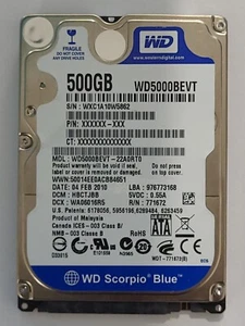 WD5000BEVT-22A0RT0, DCM: HBCTJBB, FEB 2010, Western Digital 500Gb 2.5" Sata HDD - Imagen 1 de 2