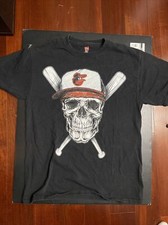 RARE Vintage 2006 Baltimore Orioles T Shirt Skull With Bats MLB Baseball Med
