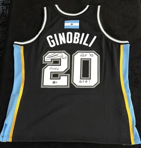 Manu Ginobili signed & inscribed San Antonio Spurs #20 Retirement NBA Jersey BAS - Picture 1 of 10