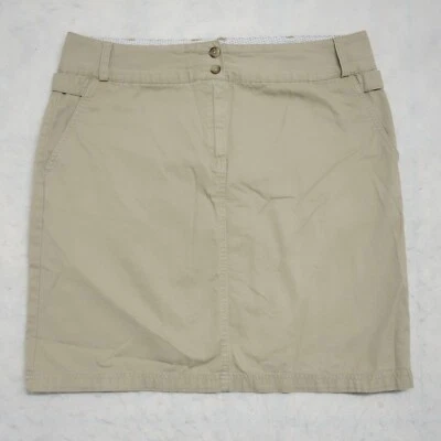 Saia Lands' End Feminina 12 Bolsos Bege Frente Plana 100% Algodão Reta - Imagem 1 de 4