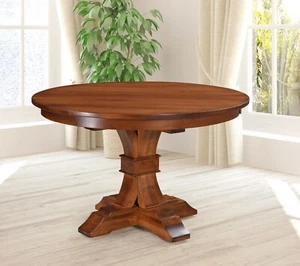Amish Traditional Footed Pedestal Dining Table Solid Wood 48",54",60", 66", 72" - Picture 1 of 2
