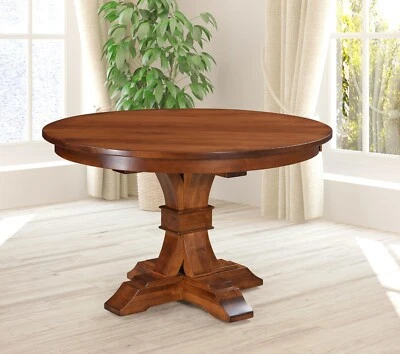 Amish Traditional Footed Pedestal Dining Table Solid Wood 48",54",60", 66", 72" - Image 1 of 2
