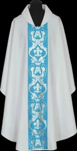 Neu weiß - blaue Messgewand & Stola, Priester Gewänder katholisch #618 - Bild 1 von 1