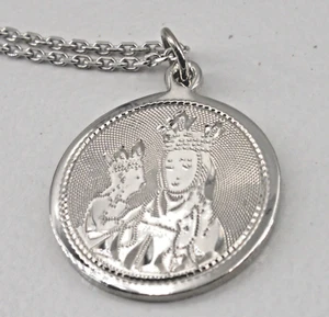 "Collar de cadena de eslabón ovalado de plata esterlina medalla Nuestra Señora del Monte Carmelo 24" - Imagen 1 de 6