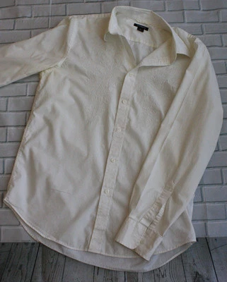 Camisa para hombre Express 100 % algodón bordada LS abotonada en marfil talla 15-15 1/2 Foto 1 de 4