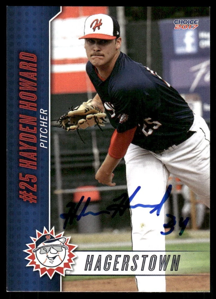 2017 Hagerstown Suns HAYDEN HOWARD Signed Card autograph auto NATIONALS - Image 1 of 1