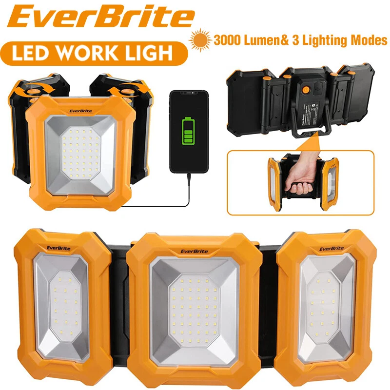 EverBrite 3000LM LED Rechargeable Work Light Folding Portable Work Light 7800mAh - Image 1 of 4