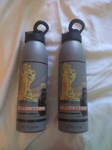 2 Ea Yellowstone Park Water Bottles  16 Oz Insulated Stainless Steel Gray Clean  - Picture 1 of 18